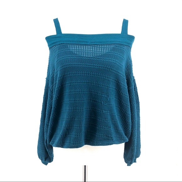 Free People Tops - Free People Blue Knit Off The Shoulder Top, NWT
